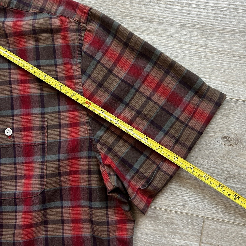 LL Bean Mens Button Down Plaid Double Pocket Shirt Short Sleeve Size XL - Picture 10 of 12